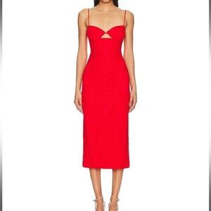 Bardot Vienna red cutout midi dress